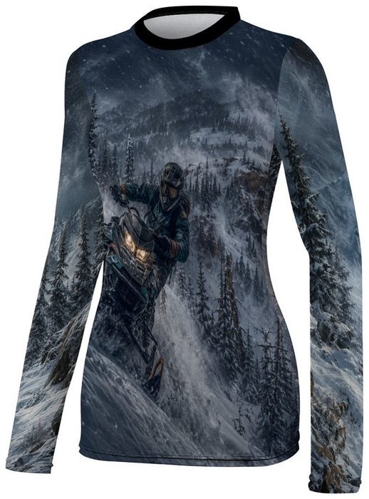 Snowmobile Night Ride Ladies Long-Sleeve, front