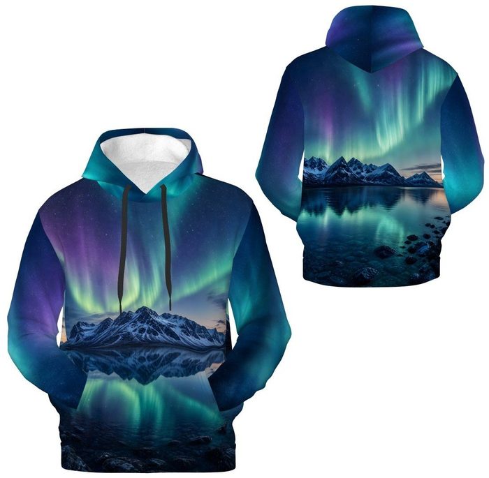 Aurora Lake men's hoodie, front and back